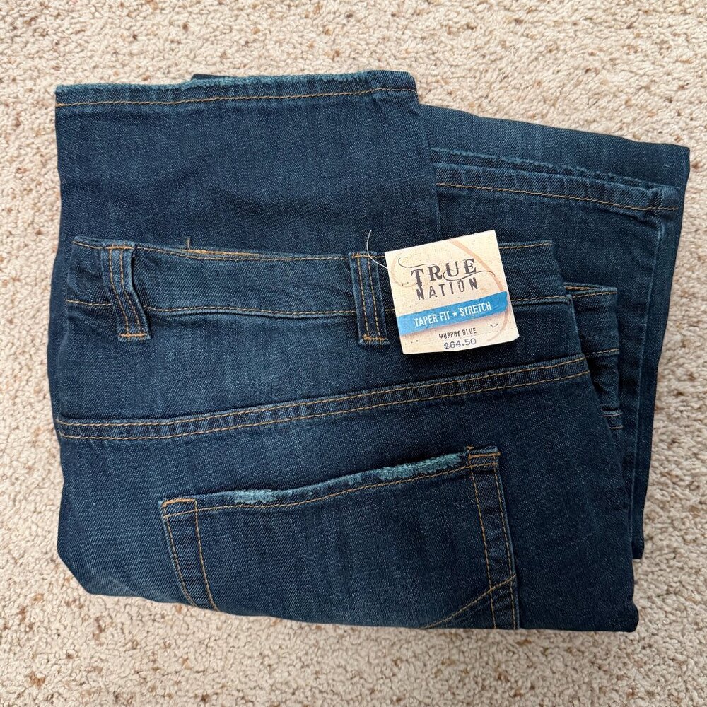 True Nation Jeans, 48x28, Taper Stretch (Athletic Fit)